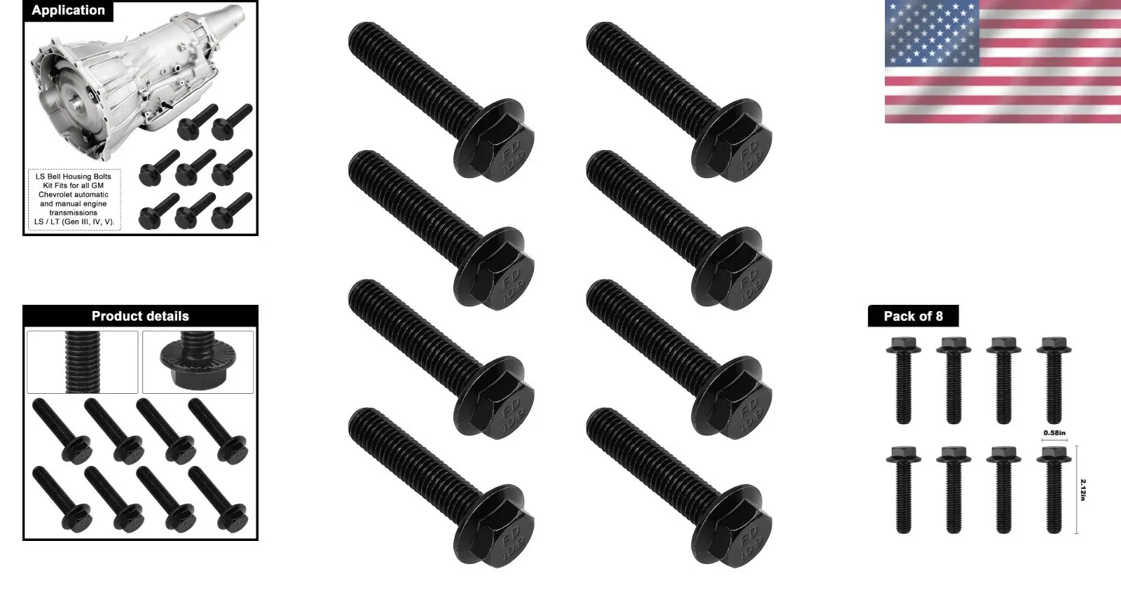 LS Engine Bell Housing Bolts Set 10mm Alloy Steel Brushed Flange Head 37 ft-lb image 2