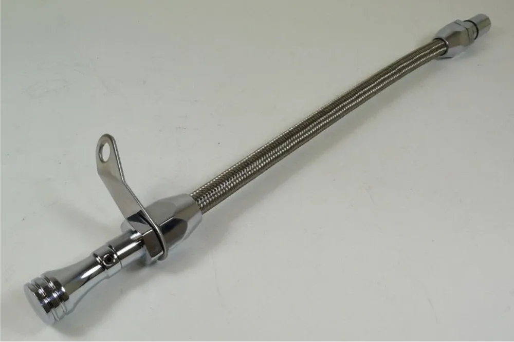Steel Braided Transmission Dipstick, Bell Housing Mount - Fits Chevy Turbo TH350 image 2