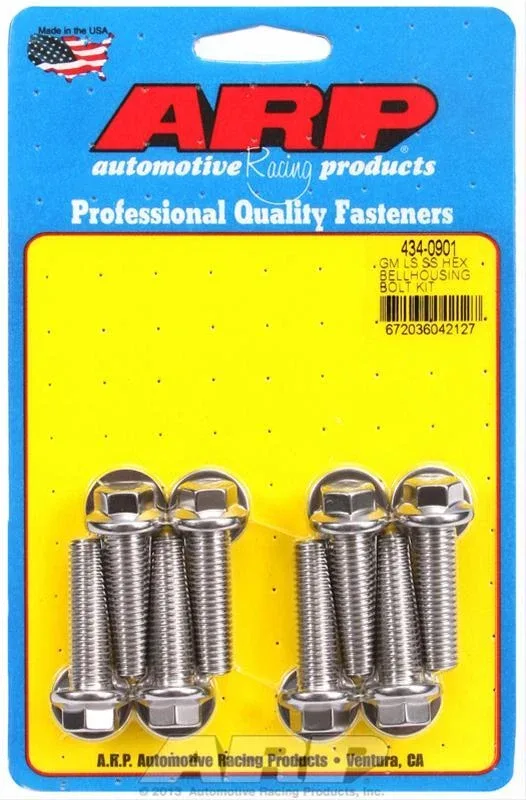 LS1 LS2 LS6 LS7 LQ4 T56 4L60E Transmission Bell Housing Bolts 6-pt POL SS ARP