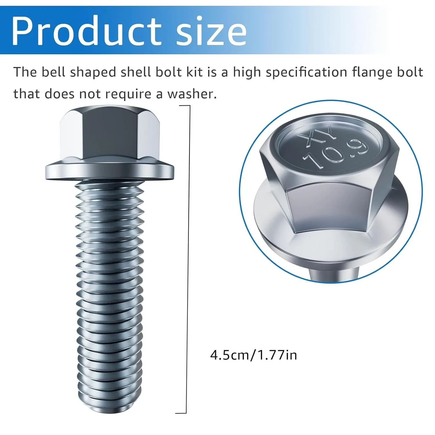 Durable Galvanized LS Engine Bell Housing Bolt Kit - 8 M10x1.5 Flange Bolts image 4