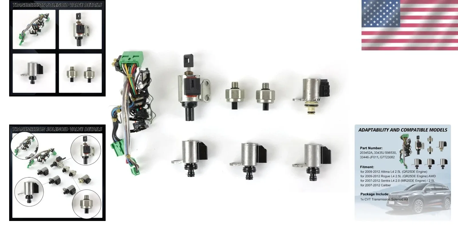 CVT Shift Solenoid Valve Body Kit - OE 33446-JF011 - Fits Altima & Rogue image 2