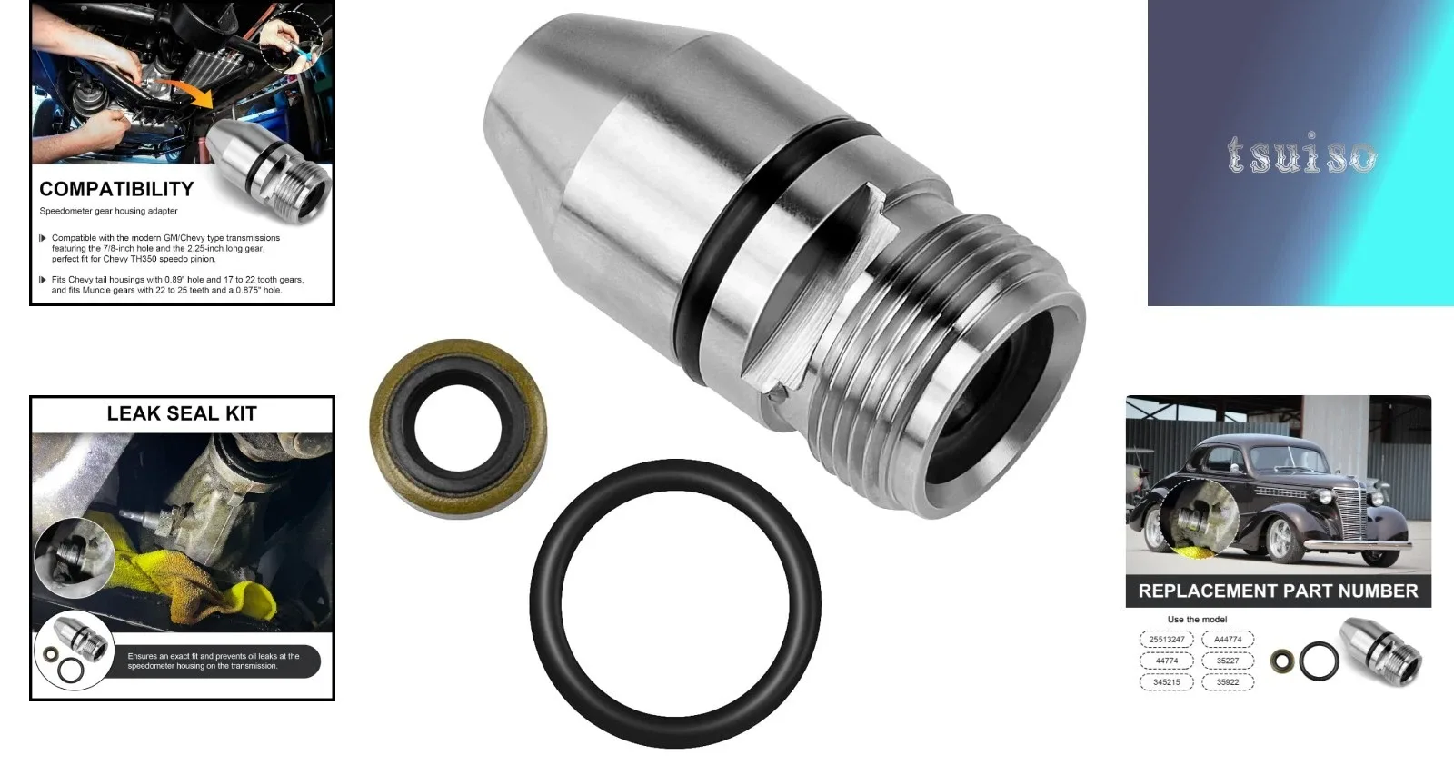 TH350 Speedometer Gear Housing - Complete Kit with Seals for Chevy Transmissions image 2