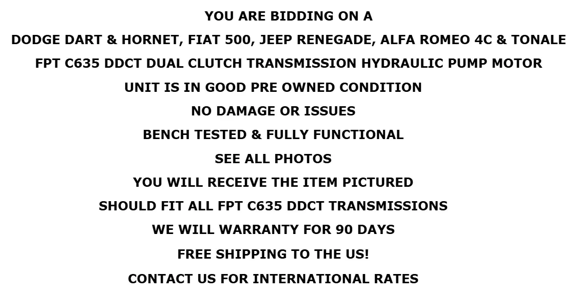 Fiat/Dodge/Alfa Romeo C635 DCT Oil Pump Motor — 55260752 / 46339729 image 2