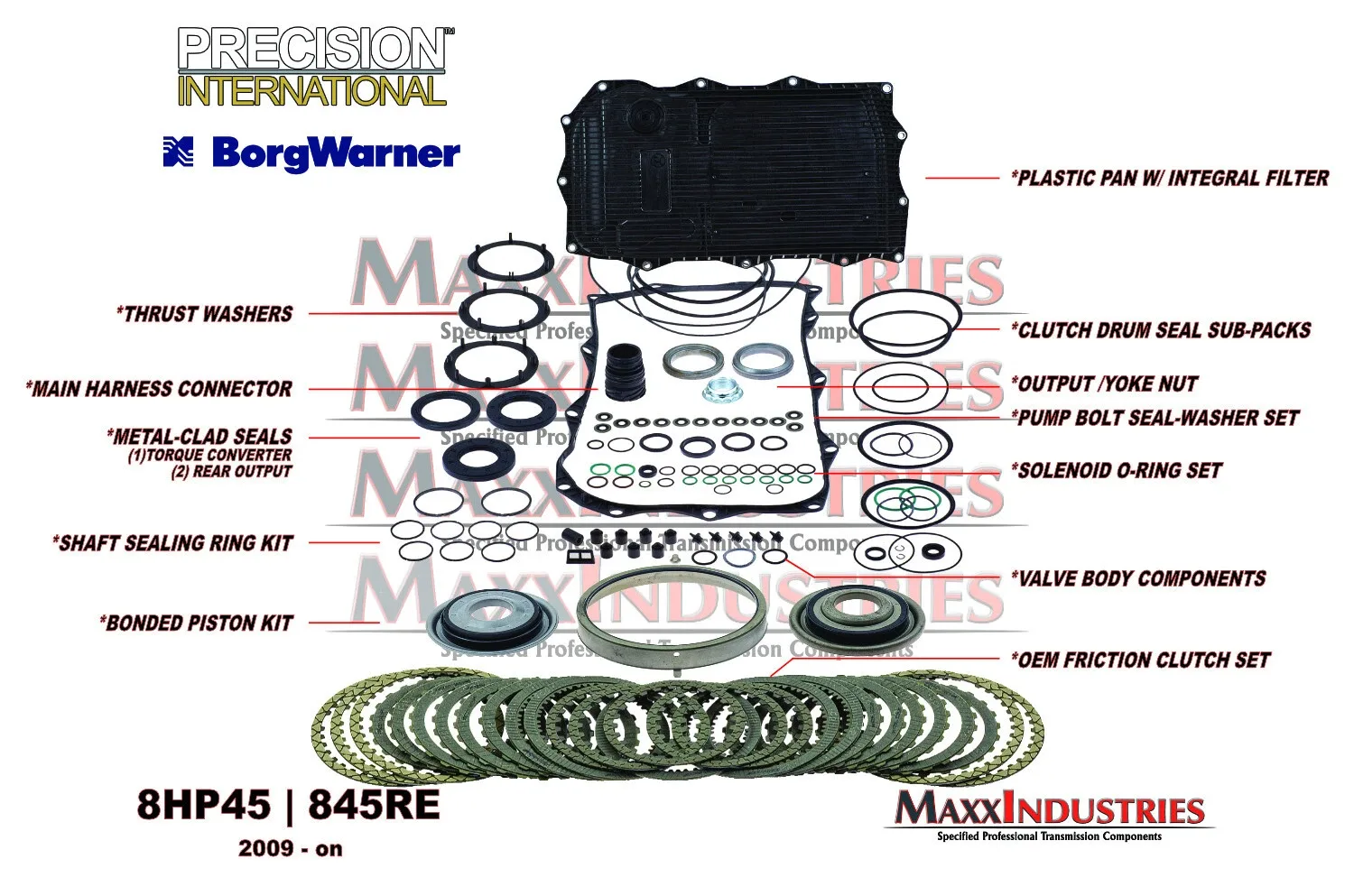 845RE / 8HP45 Master Rebuild Kit K82900R - Pistons, Rings, Seals image 3