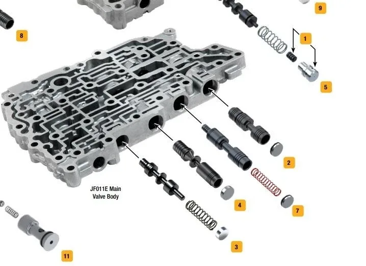 TJS JF011e CVT Main Valve Body Section - Used (113741-17K / 11K / 22K / 01K) image 4