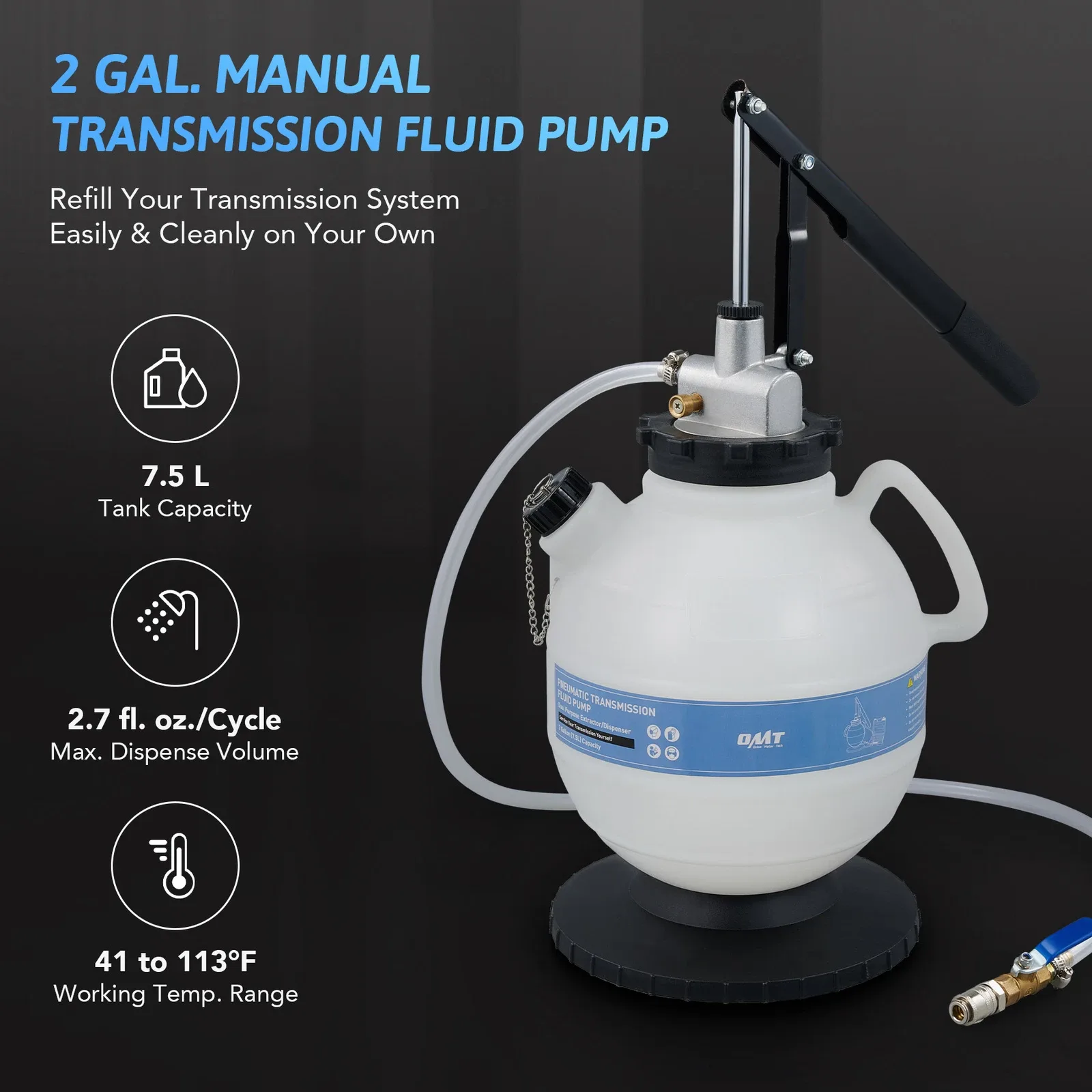 OMT 2 Gallon Transmission Fluid Oil Transfer Pump Kit MPN1BBTD002-00 image 4