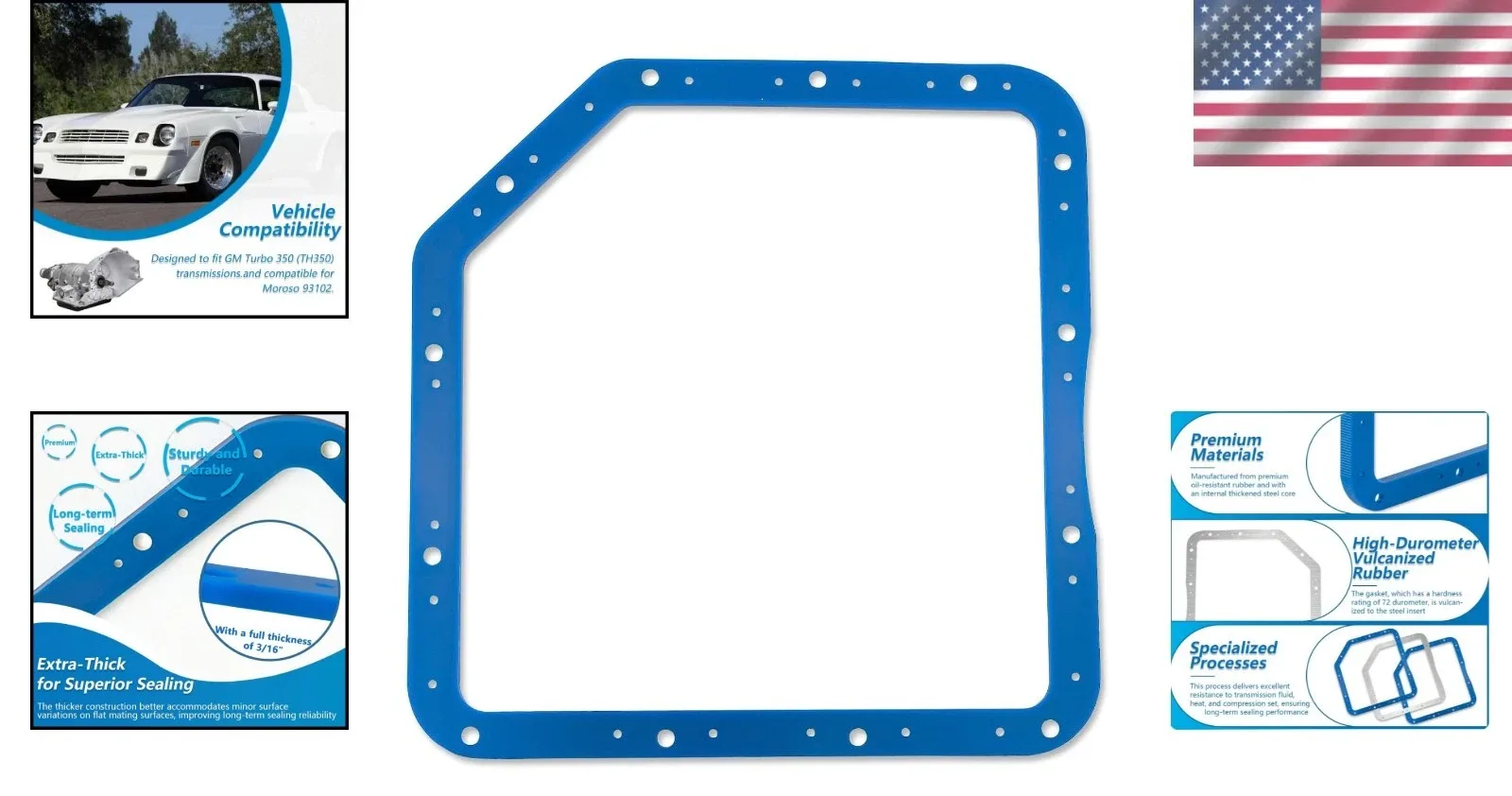 Turbo 350 Oil Pan Gasket (TH350) - Steel Core Reinforced Rubber image 2
