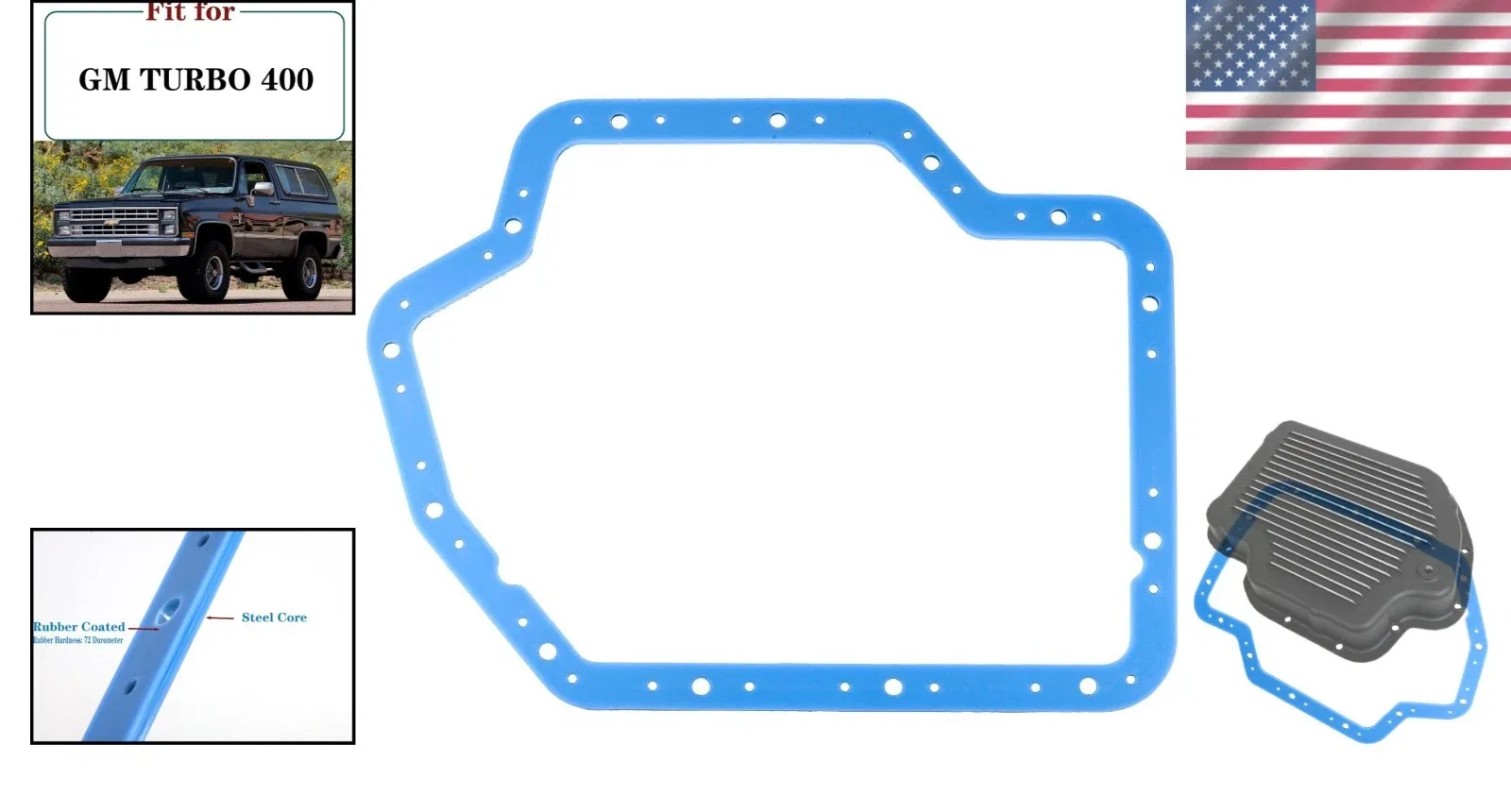 GM Turbo 400 Transmission Oil Pan Gasket — 3/16" Thick, Moroso 93103 Compatible image 2