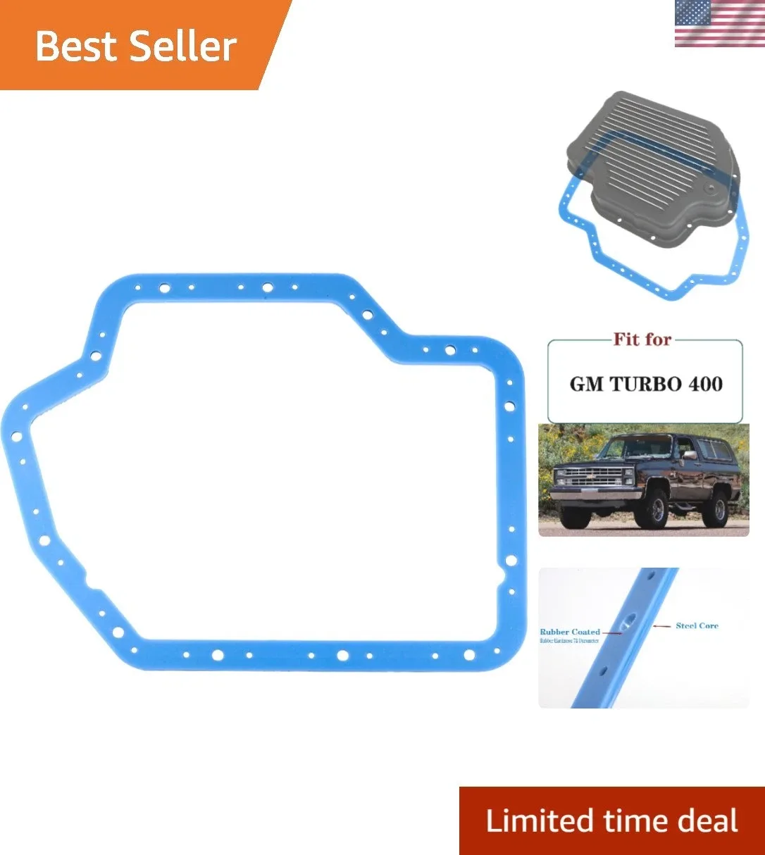 GM Turbo 400 Transmission Oil Pan Gasket — 3/16" Thick, Moroso 93103 Compatible