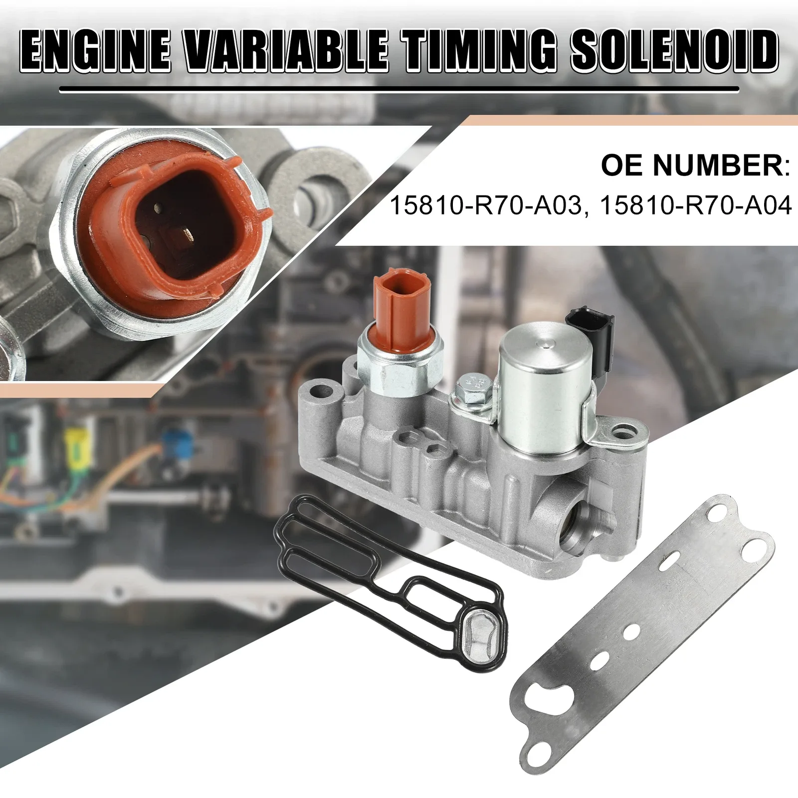 X AUTOHAUX Variable Timing Solenoid Assembly with Gasket Set for Honda image 2