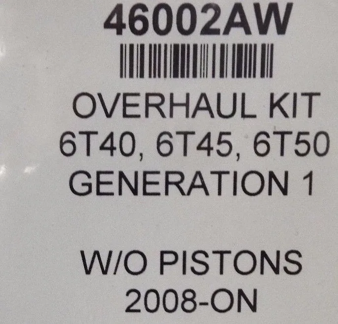 6T40/6T45/6T50 Overhaul Gasket Kit GEN 1 T46002A - TOLEDO image 2