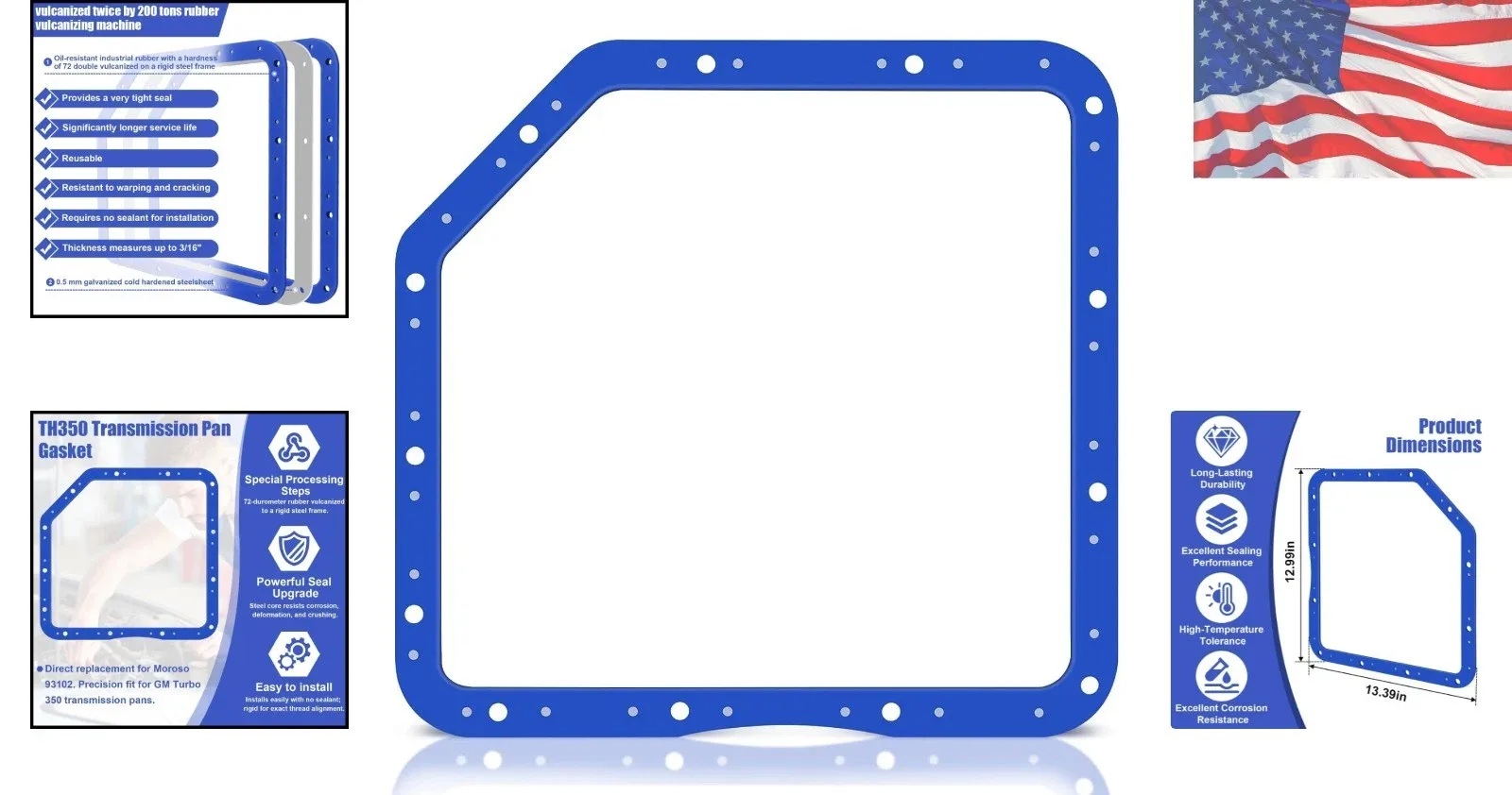TH350 Oil Pan Gasket with 0.5mm Steel Shim - TH350 Transmission Oil Pan Gasket image 2