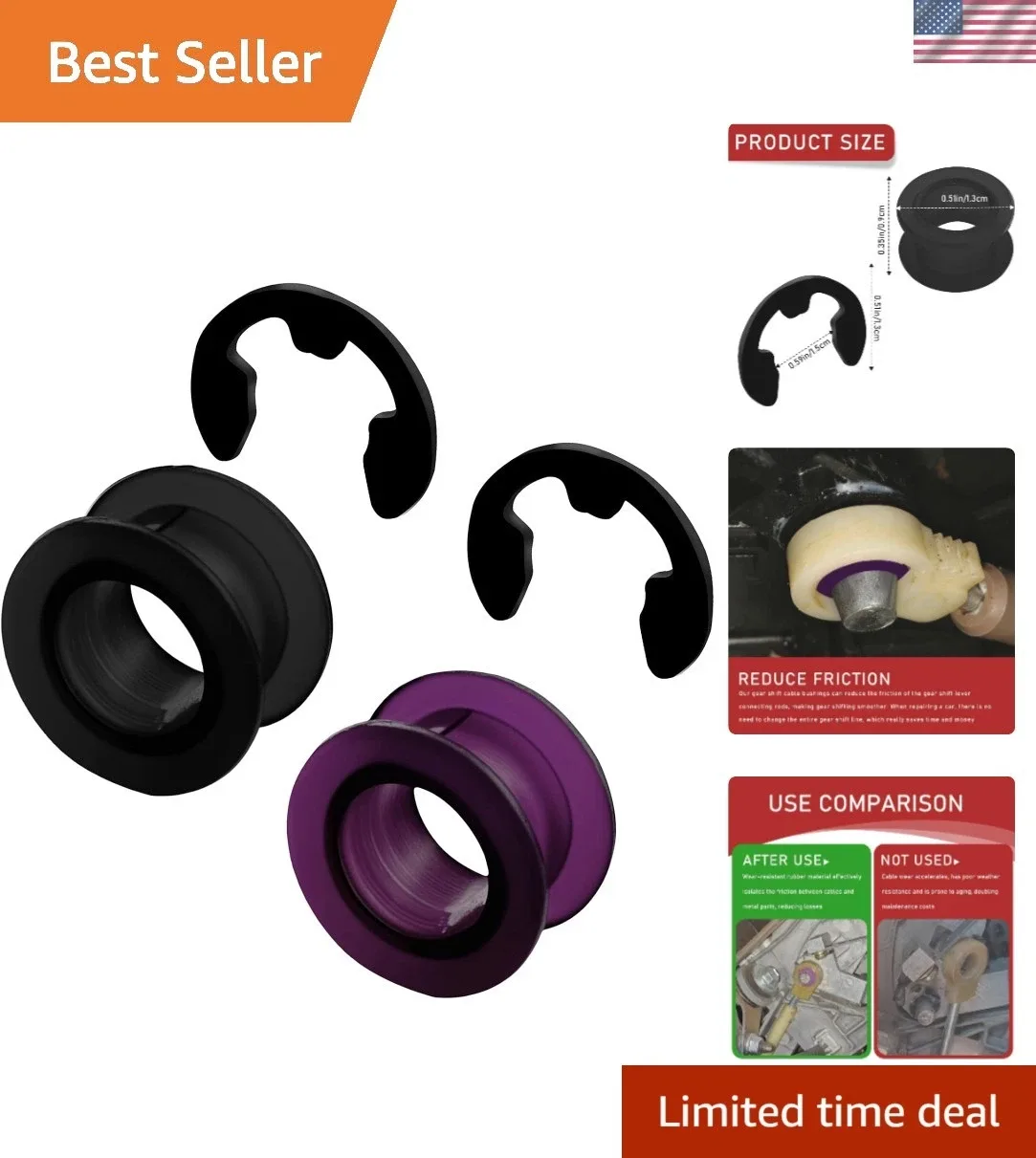 Shifter Bushings 8x13.4x8mm Black & Purple - Shift Cable Bushing Repair Kit
