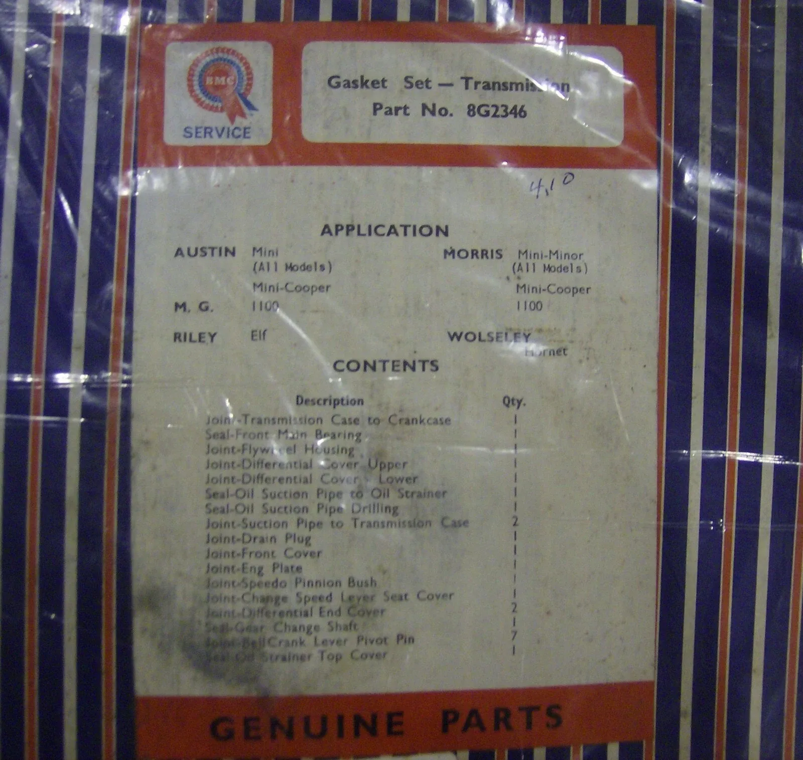 BMC British Leyland NOS Transmission Gasket Set image 2