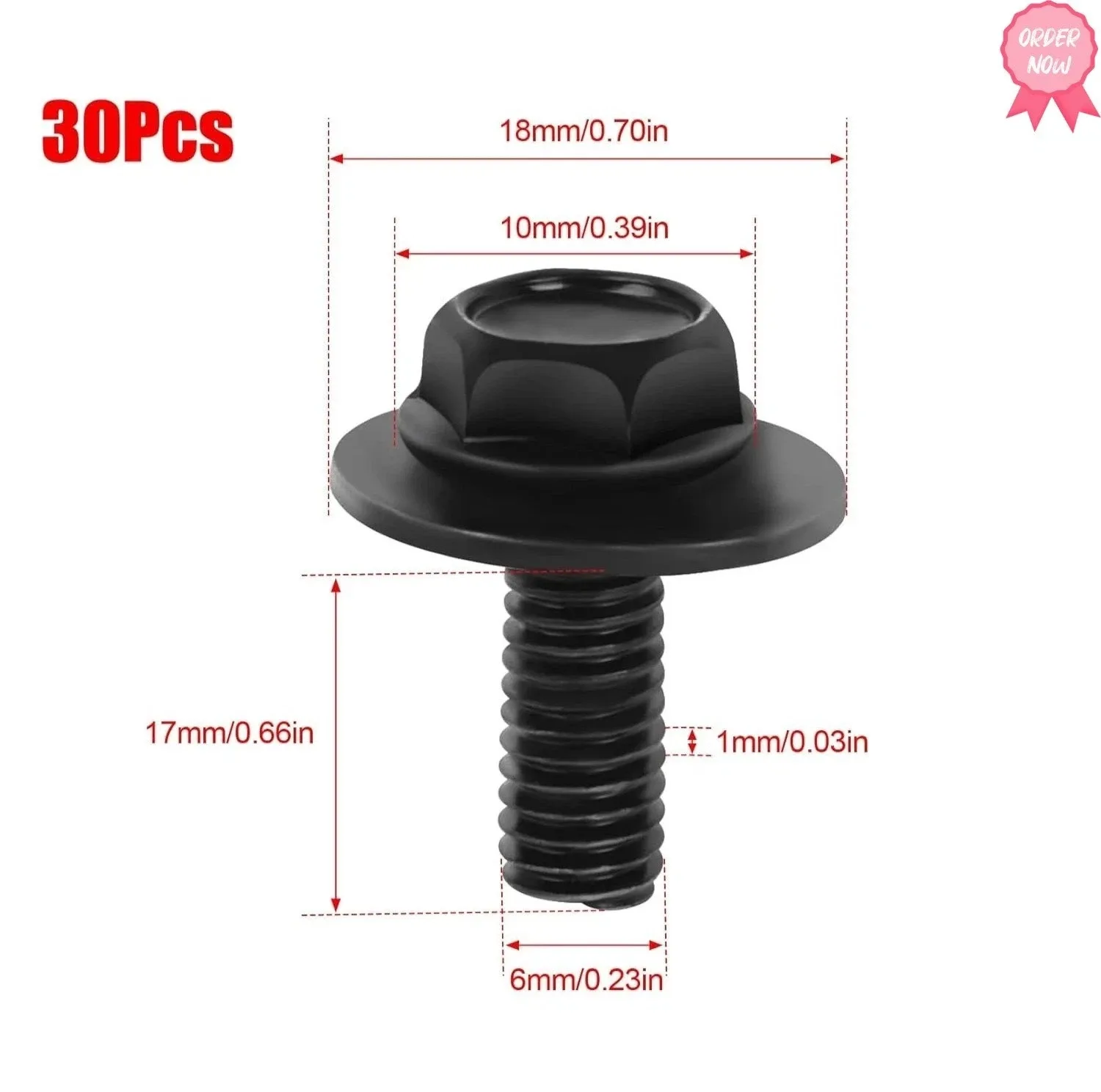 30PCS Toyota/Lexus M6 Transmission Pan Bolts with Washers image 2