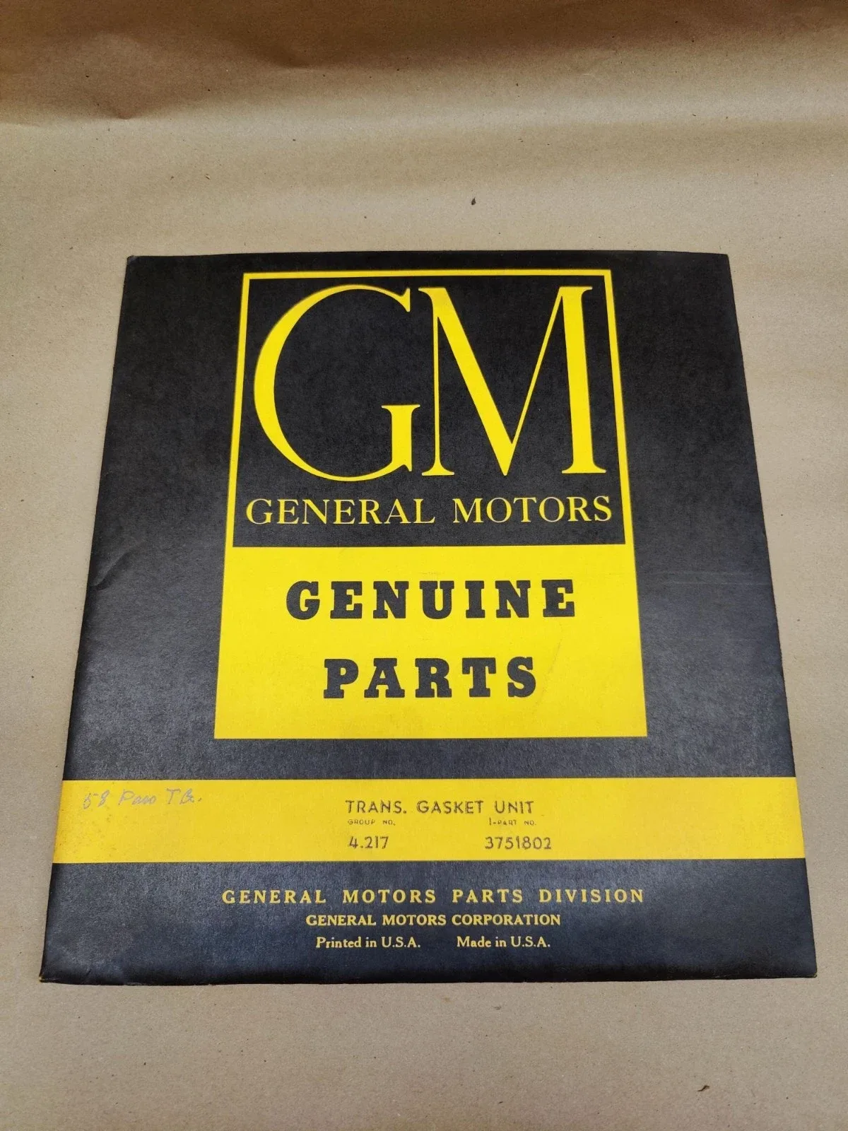 1958 Chevy T.G. Transmission Main Body Gasket Kit GM 3751802