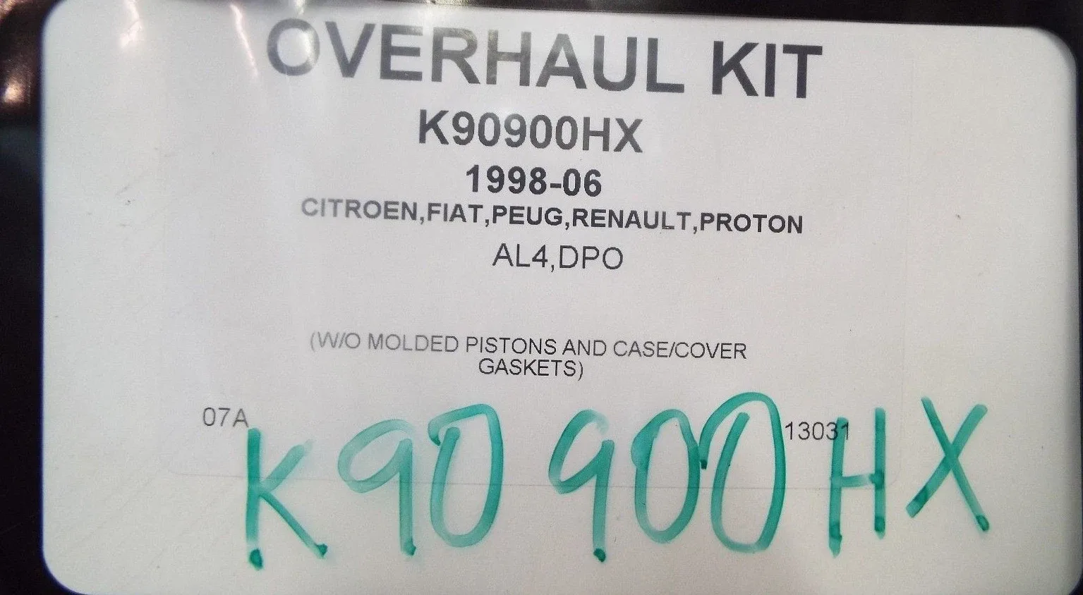 1998-2006 Renault AL4 DPO Transmission Overhaul Kit K90900HX image 2