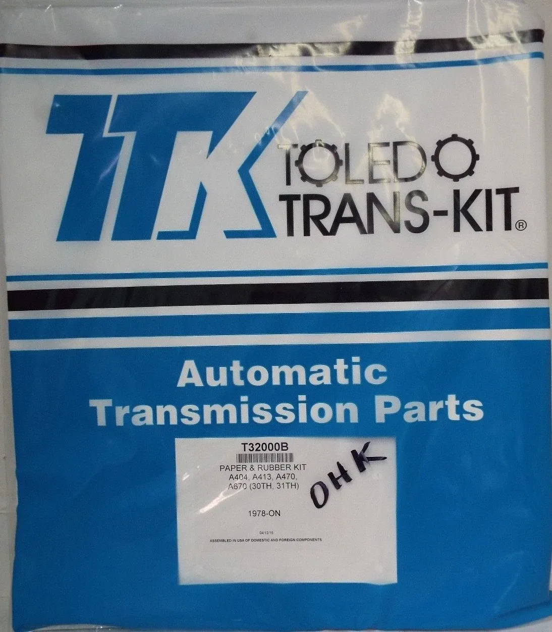 TOLEDO Gasket Set for A404 / A413 / A470 / A670 Transmissions (T32000B)