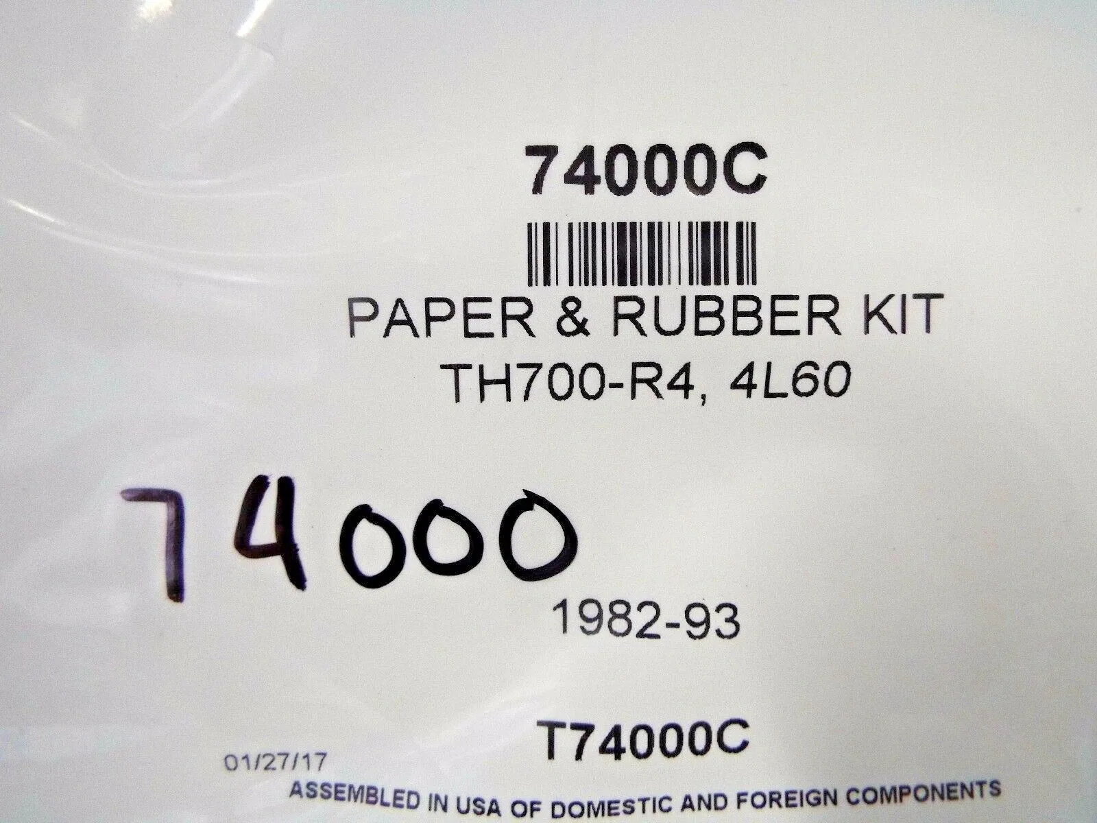 GM 700 / 700-R4 Paper & Rubber Gasket Kit MPN 74000C image 4