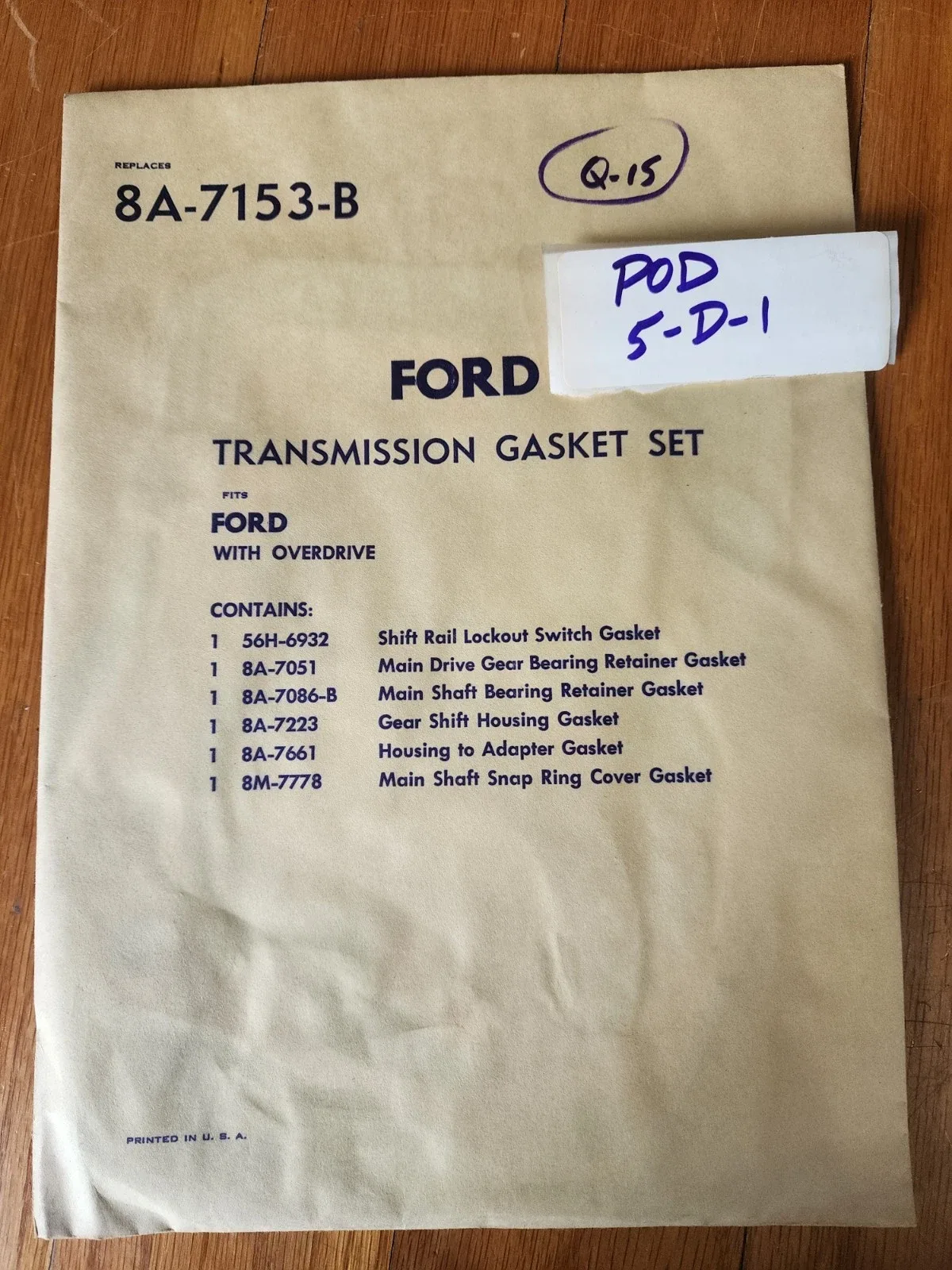 Ford 8A-7153-B Transmission Gasket Set