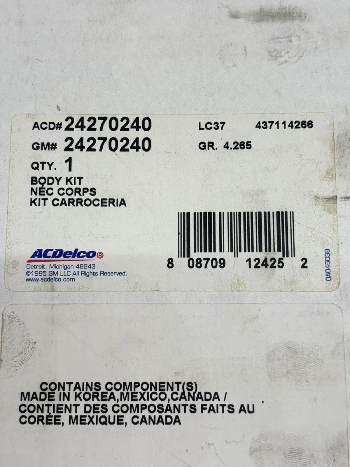 GM Gasket Set / Body Kit 24270240 (OEM 24053920)