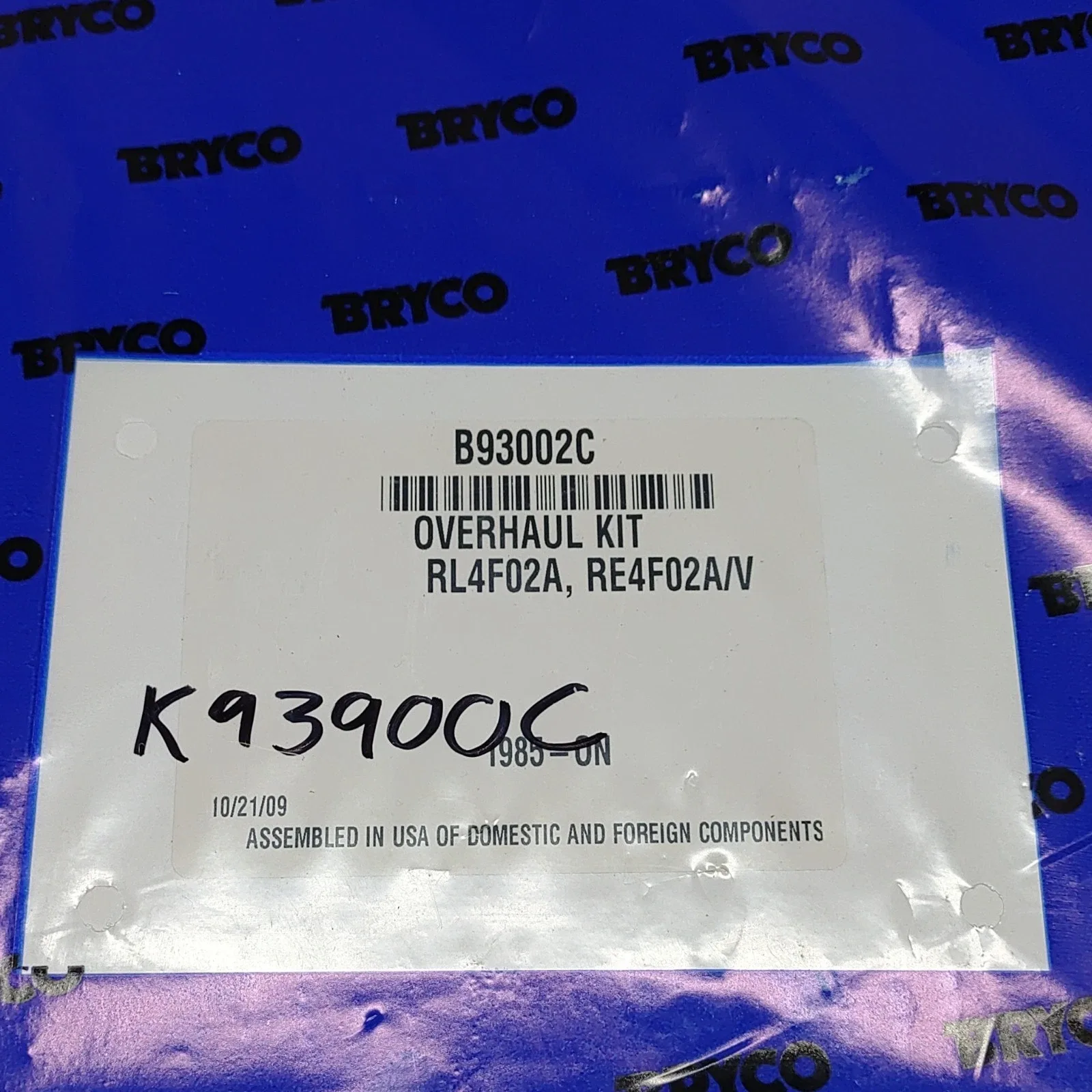 1985-On RL4F02A / RE4F02A-V Transmission Overhaul Gasket Kit B93002C image 3