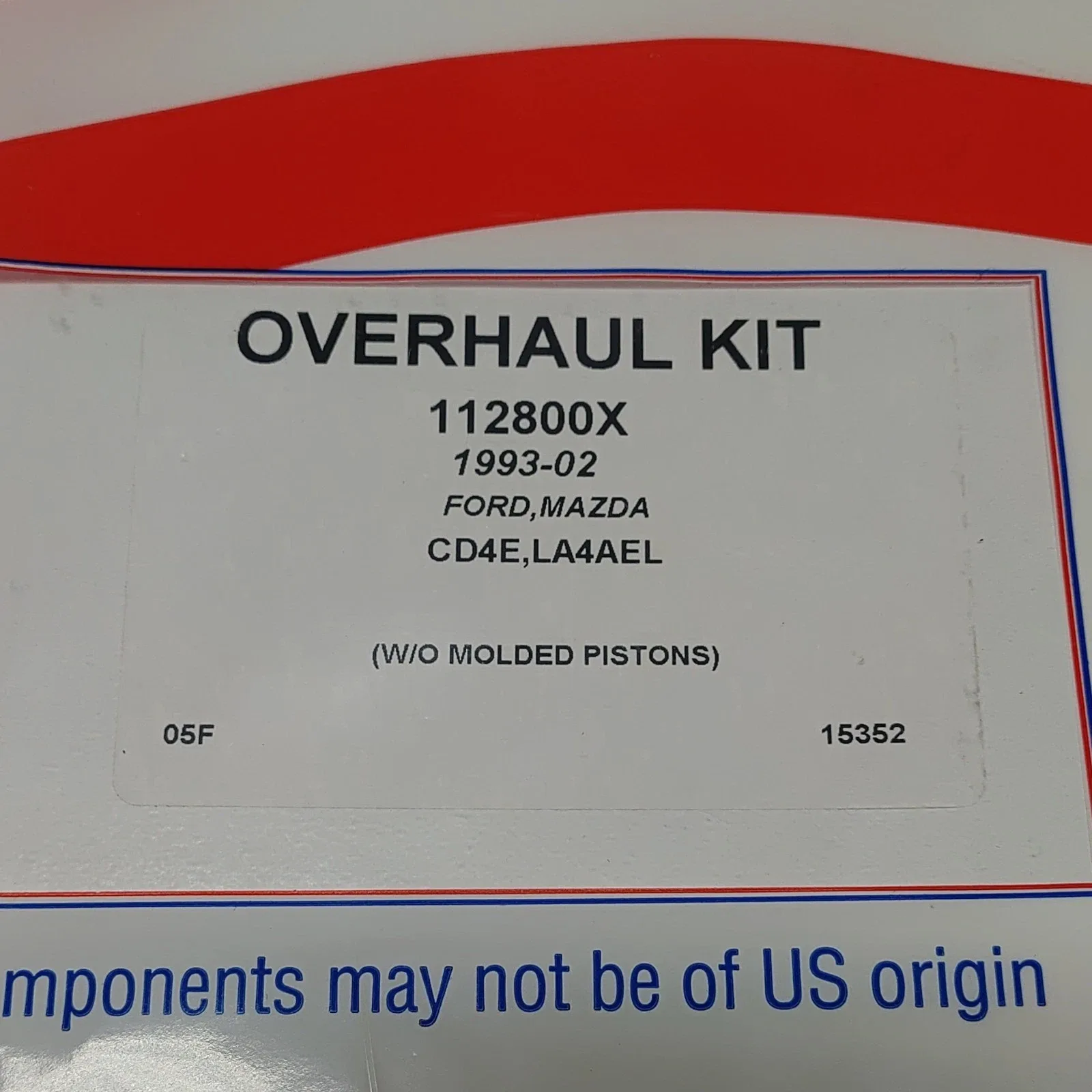1993-2002 Ford/Mazda CD4E LA4AEL Transmission Overhaul Gasket Kit MPN 112800x image 3