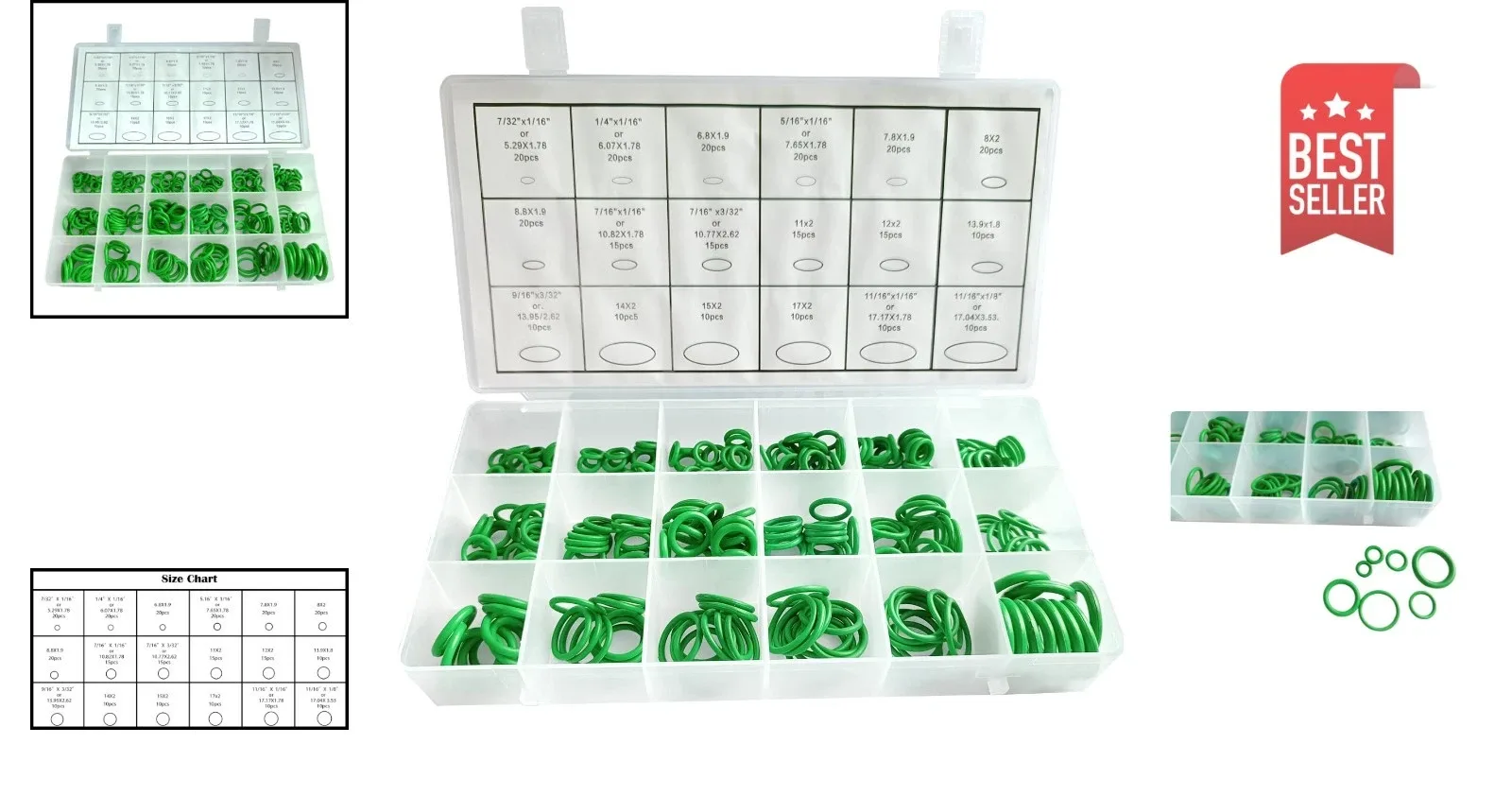 270-Pc Rubber O-Ring Kit — 18 Sizes, NBR Rubber Gasket Set image 2