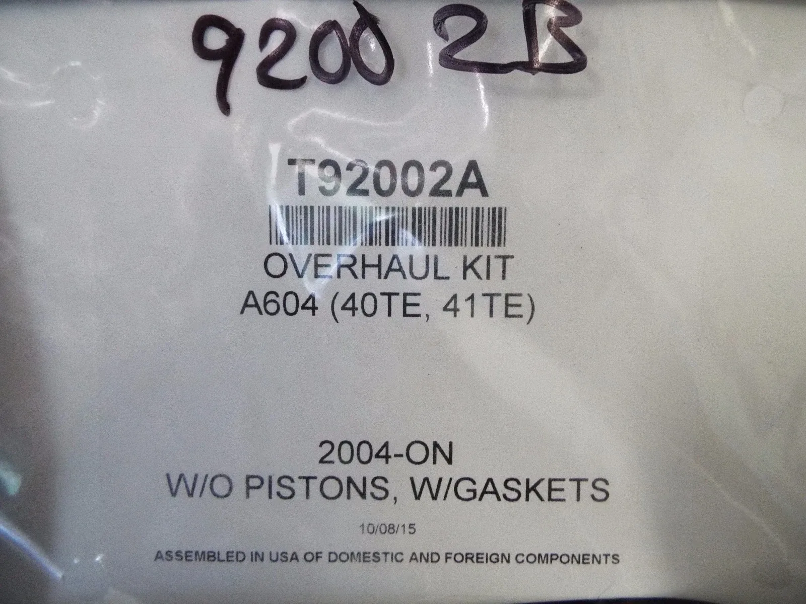 TOLEDO A604 (41TE) Overhaul Kit T92002A - Rings, Seals & Gasket Set image 2