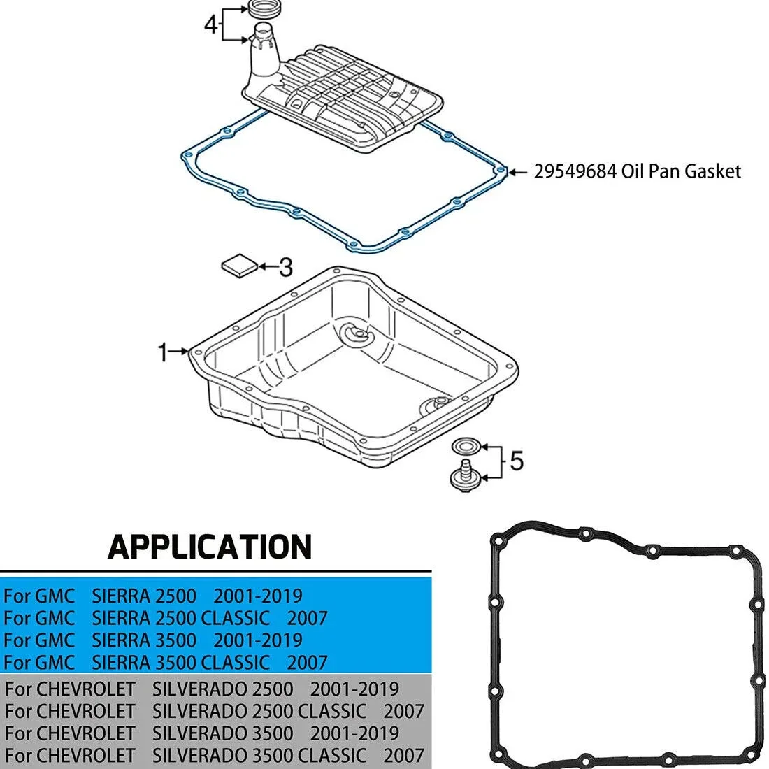 2001-2019 Duramax 6.6L Allison Transmission Pan Gasket Filter – PMQP645 image 3
