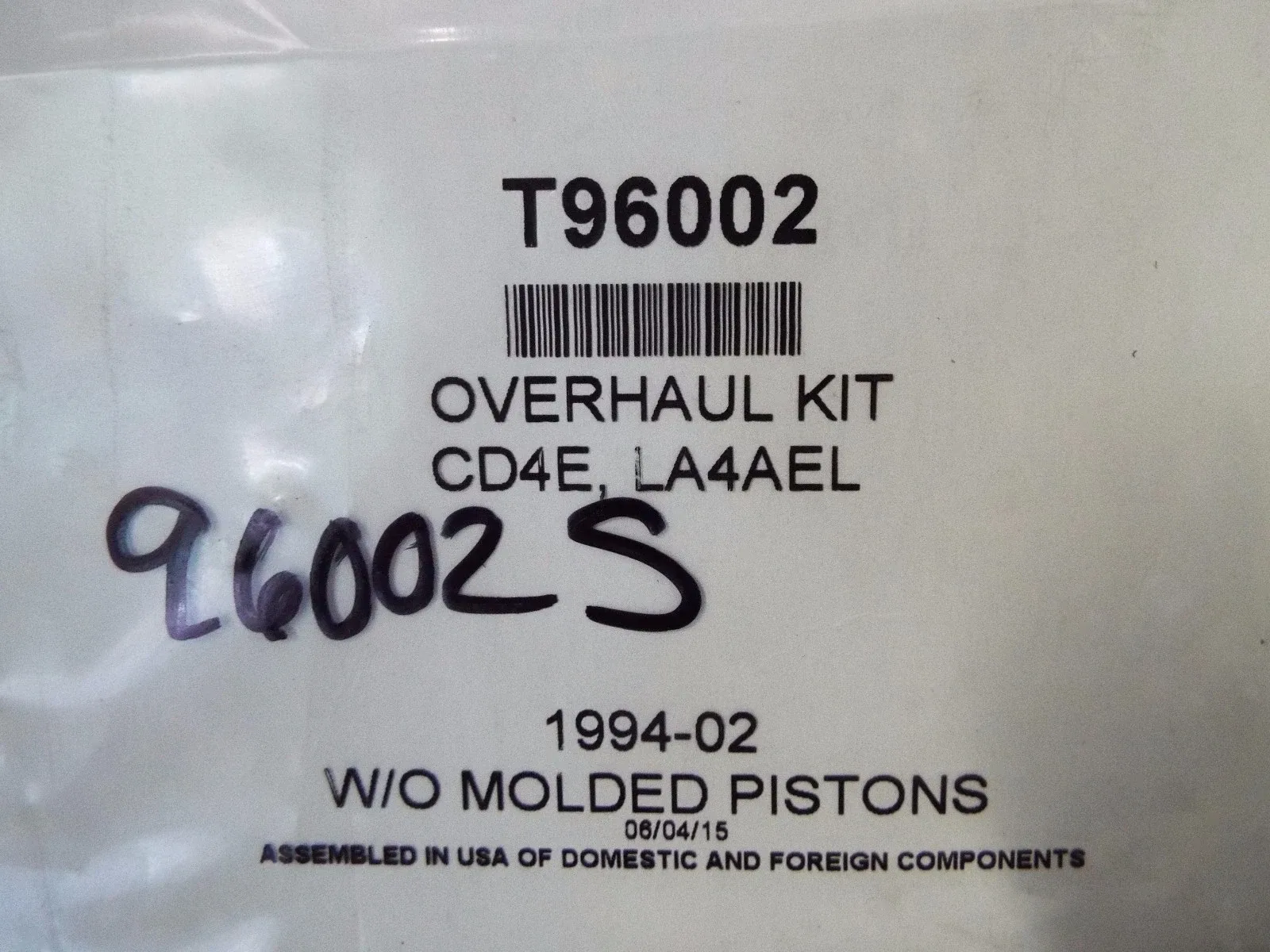 1993-2002 CD4E/LA4AEL Overhaul Gasket Set T96002 image 2