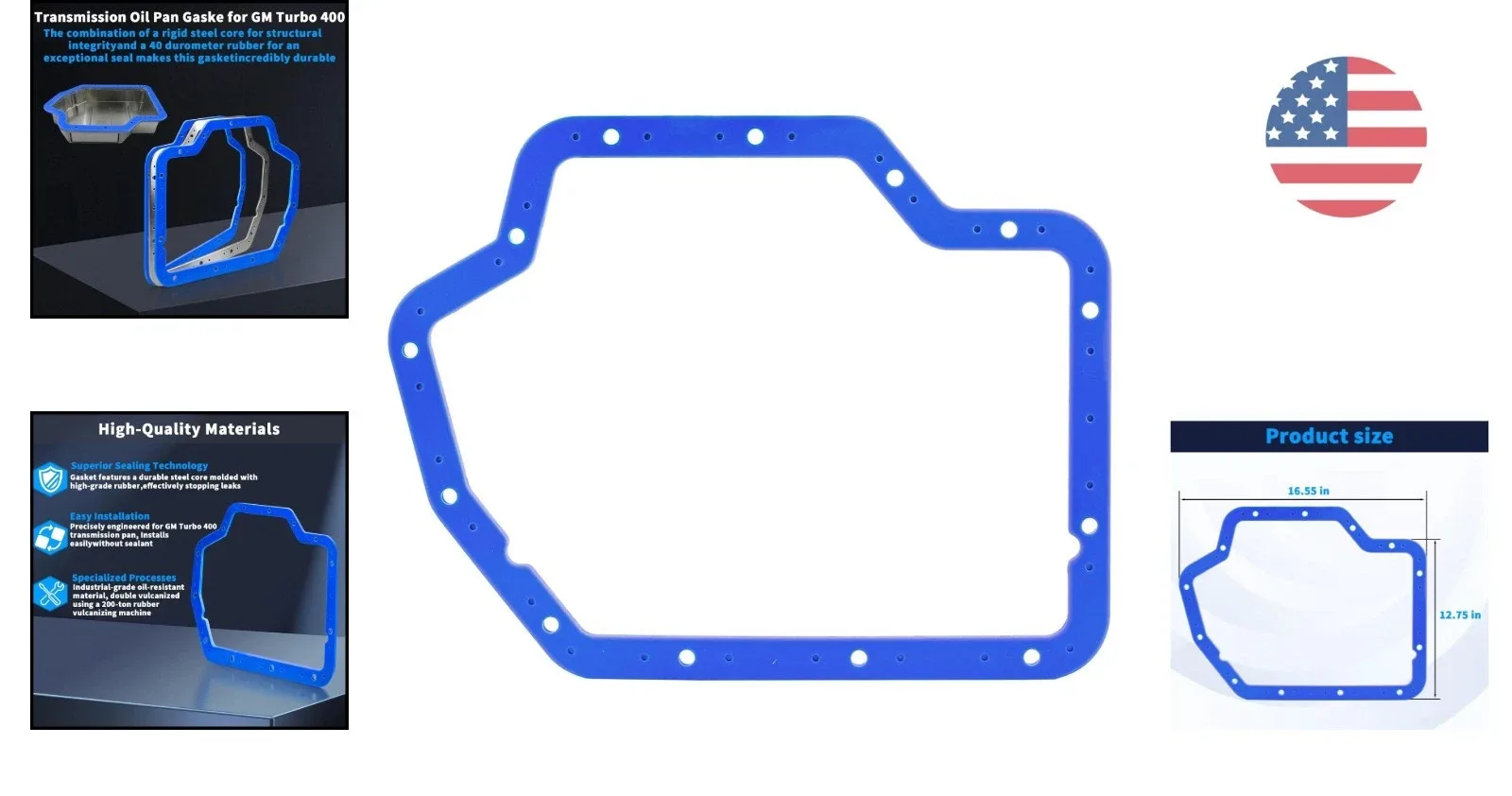 Durable TH400 Transmission Gasket - High Durometer Rubber & Steel Construction image 2
