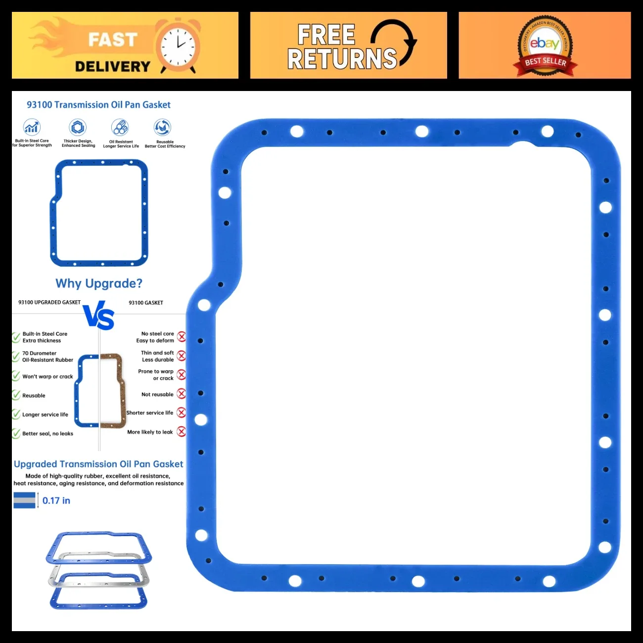 Reusable Transmission Oil Pan Gasket for GM Powerglide MPN 93100