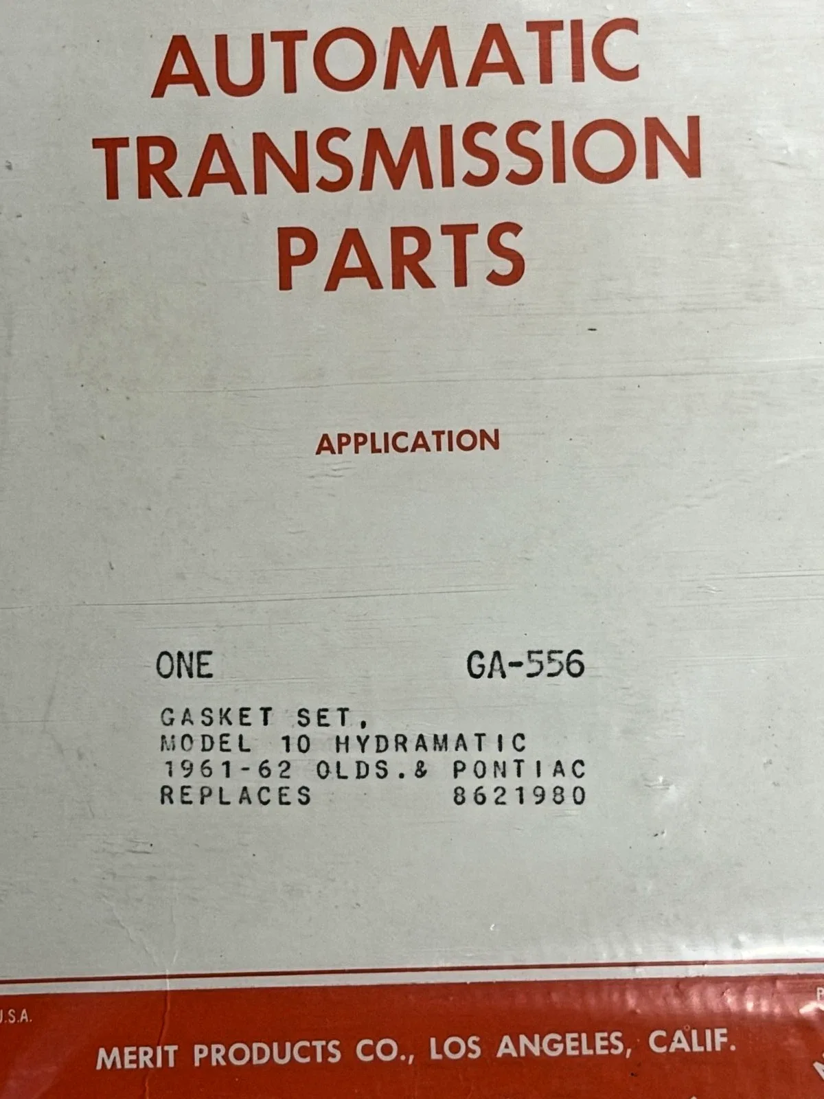 1961-62 Model 10 Hydramatic Gasket Set Merit 8621980 image 3