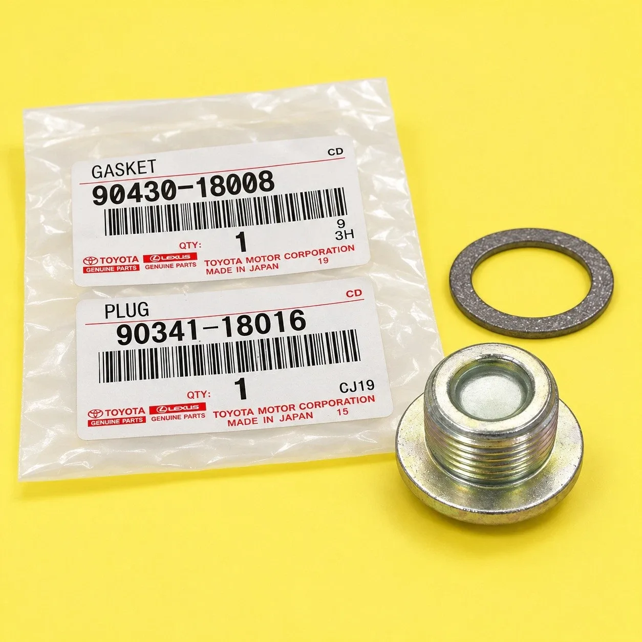 Toyota Transmission Drain Plug & Gasket 90341-18016 / 90430-A0003 image 2