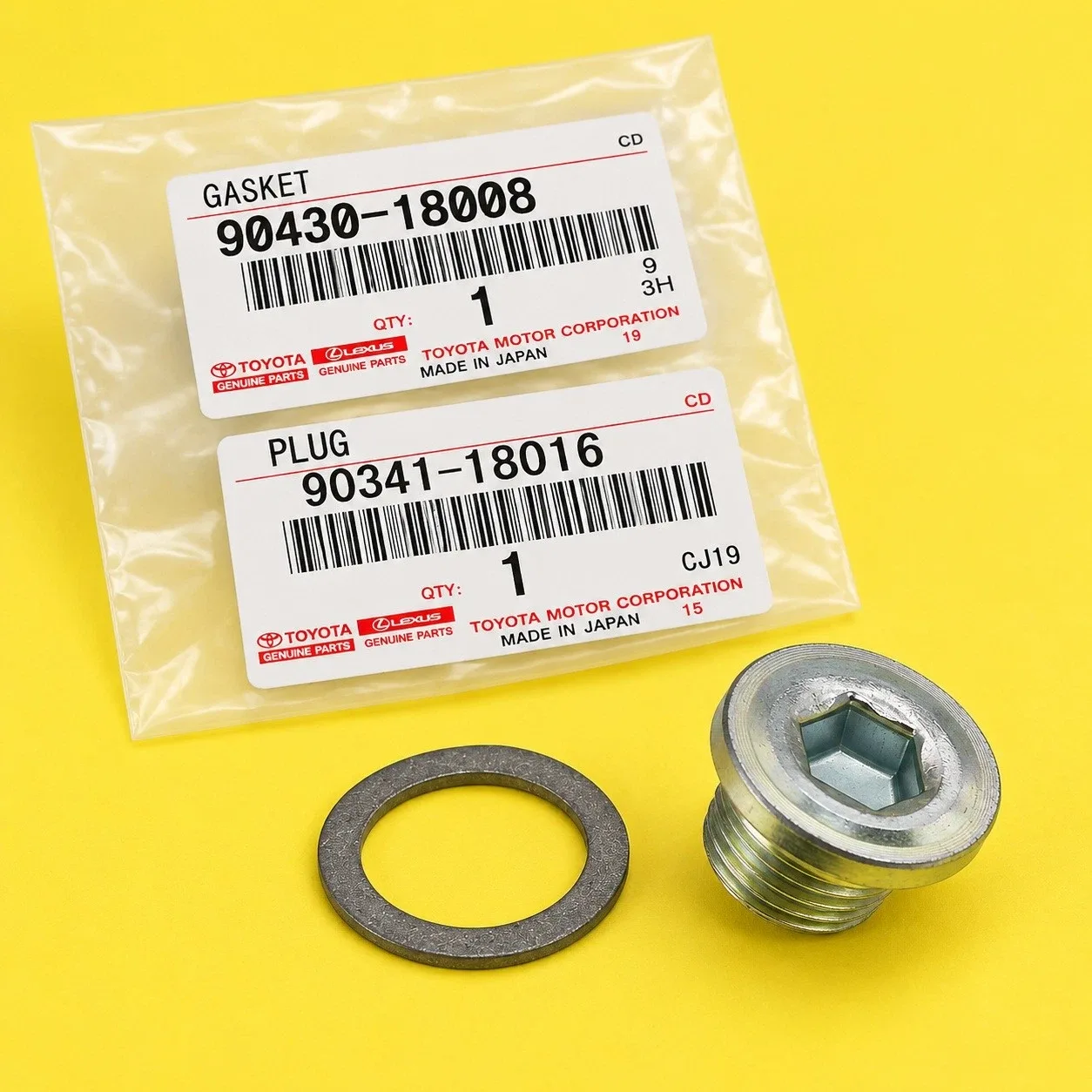 Toyota Transmission Drain Plug & Gasket 90341-18016 / 90430-A0003